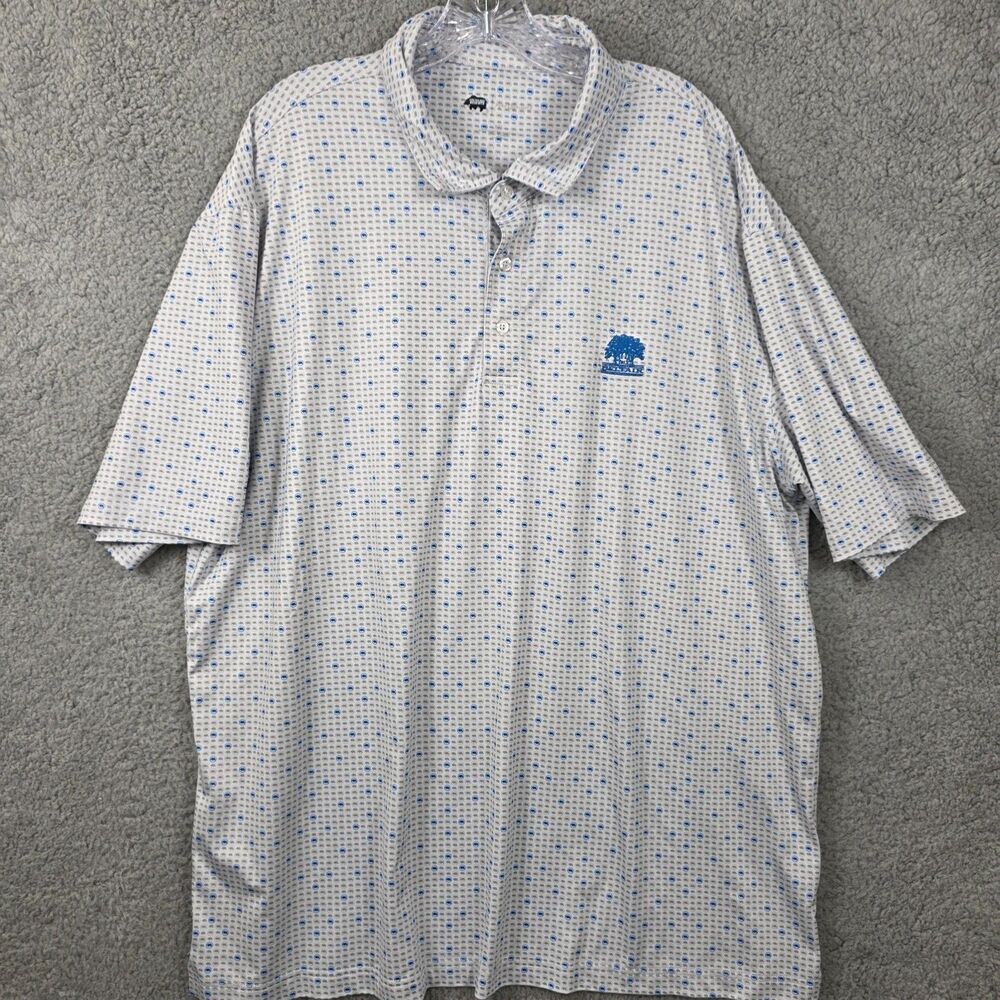 Onward Reserve Polo Shirt Men's White Blue Striped Performance Size 2XL